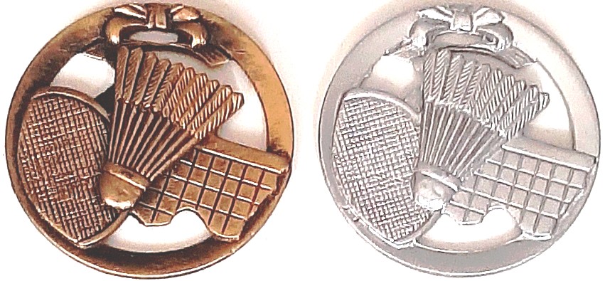 Badminton Medaille MTL 901 Goud en Zilver LAATSTE OP=OP!!